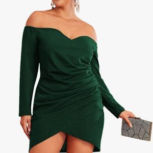 Romwe Sexy Off Shoulder Wrap Sweetheart Pleated Dress Women size 2XL